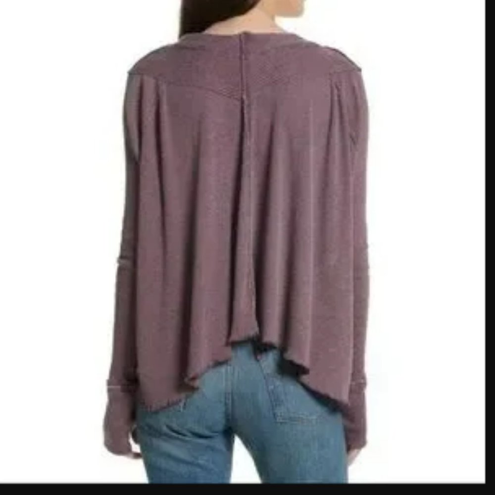 Free People We The Free Oceanview top in Wine, size L - Picture 3 of 10